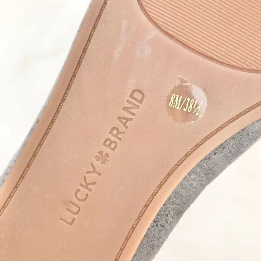 Lucky Brand ALBA Titanium Gray Leather Slip On Ballet Flats  New without Box